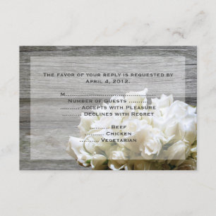 Rustic White Flowers Reply Cards with Menu Options