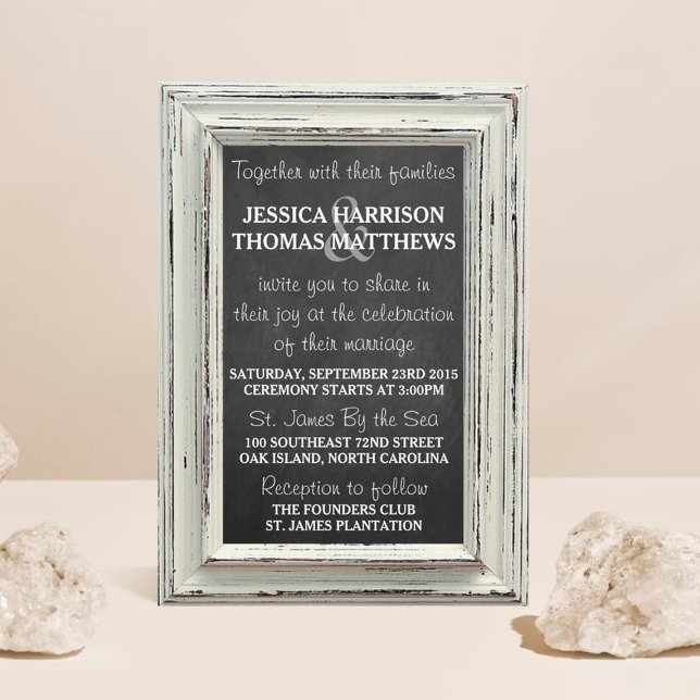 Rustic White Frame & Chalkboard Wedding Collection Invitation (Creator Uploaded)