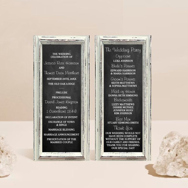 Rustic White Frame & Chalkboard Wedding Collection Programme (Creator Uploaded)