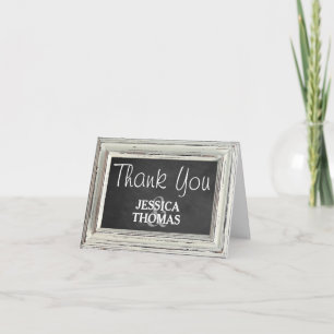 Rustic White Frame & Chalkboard Wedding Collection Thank You Card