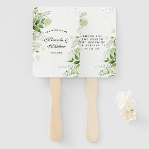 Rustic White Greenery Vineyard Wedding Thank You Hand Fan