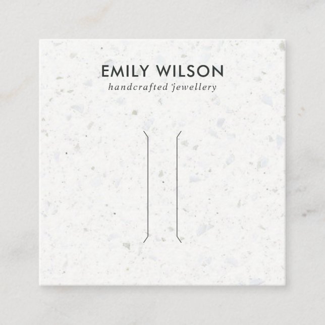 RUSTIC WHITE GREY TERRAZZO HAIR CLIP DISPLAY CARD (Front)