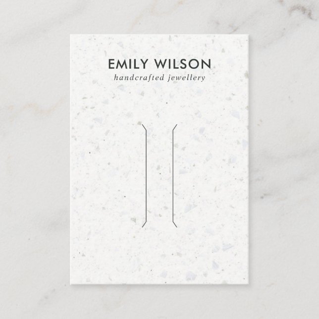RUSTIC WHITE GREY TERRAZZO HAIR CLIP DISPLAY CARD (Front)
