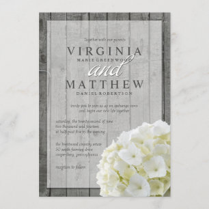 RUSTIC WHITE HYDRANGEAS WEDDING INVITATION