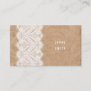 Rustic White Lace Fashion Business Cards