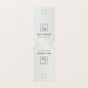 Rustic White Leather Hanging Necklace Display Logo Business Card
