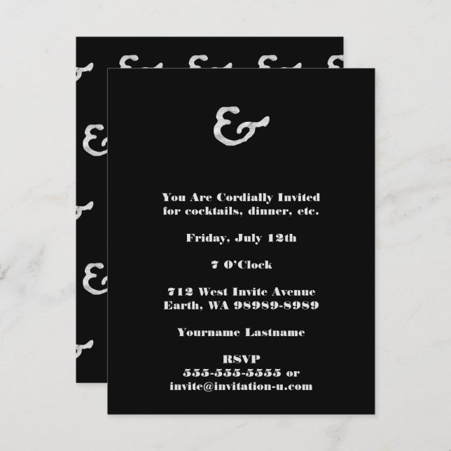 Rustic White Letterpress Ampersand Invitation (Front/Back)