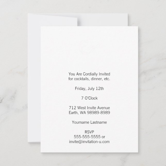 Rustic White Letterpress Ampersand Invitation (Front)