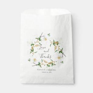 Rustic White Magnolia Wreath Custom Wedding  Favour Bags