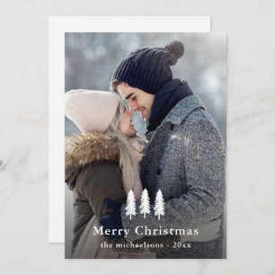 Rustic White Pine Trees Christmas Holiday Photo