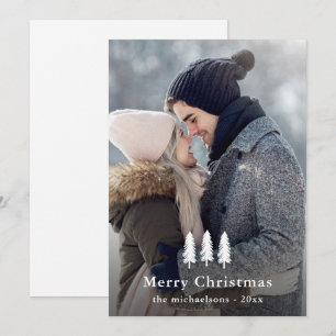 Rustic White Pine Trees Christmas Holiday Photo Card