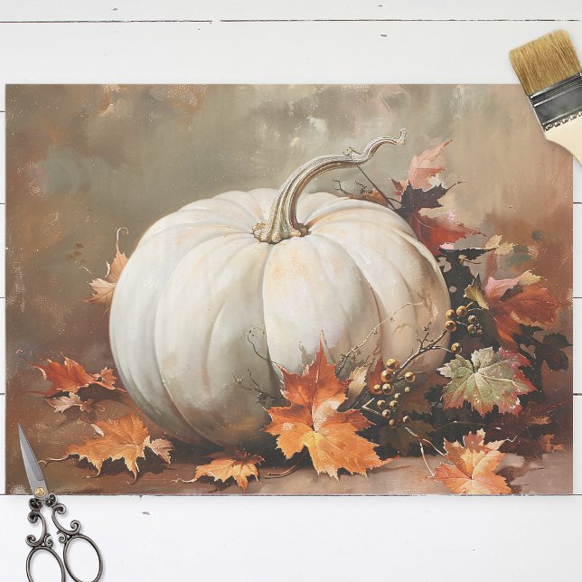 Rustic White Pumpkin Painting Decoupage Tissue Paper (Creator Uploaded)
