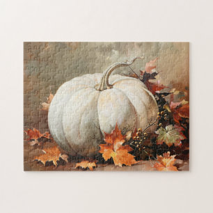 Rustic White Pumpkin Painting Jigsaw Puzzle