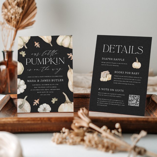 Rustic White Pumpkins All in One Baby Shower Invitation (Creator Uploaded)