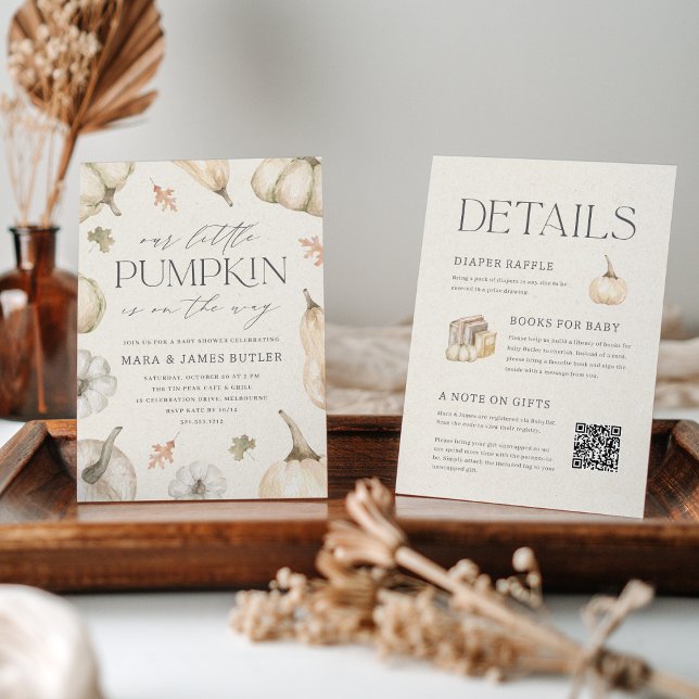 Rustic White Pumpkins All in One Baby Shower Invitation (Creator Uploaded)