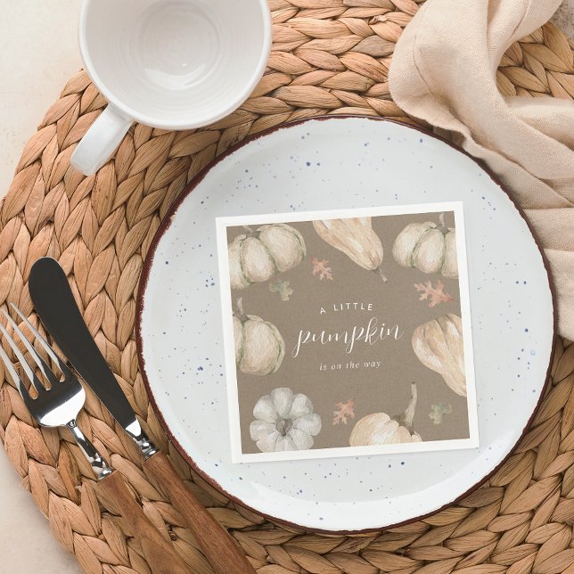 Rustic White Pumpkins Fall Baby Shower Napkin (Creator Uploaded)