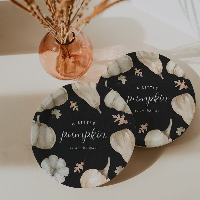 Rustic White Pumpkins Fall Baby Shower Paper Plate (Creator Uploaded)