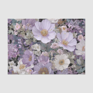 Rustic White Purple Vintage Boho Floral Tissue Paper