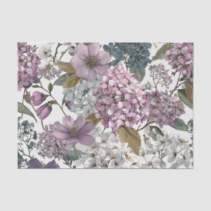 Rustic White Purple Vintage Boho Floral Tissue Paper