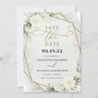 Rustic White Roses Eucalyptus Greenery Gold