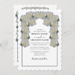 Rustic White Roses Wedding Invitations