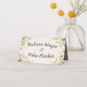 Rustic white roses wedding table No. Place Card