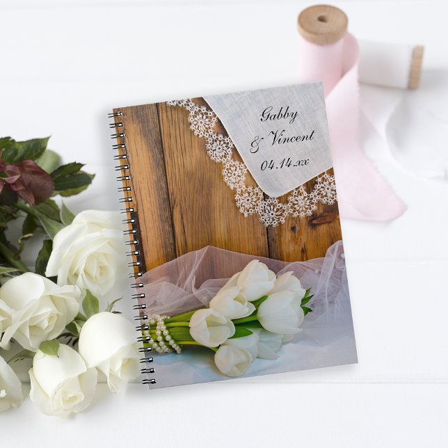 Rustic White Tulips Country Barn Wedding Notebook (Creator Uploaded)