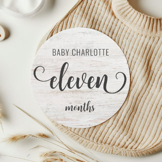 Rustic White Wood Baby Milestone 11-12 Months Sign