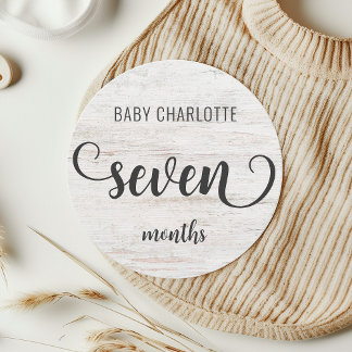 Rustic White Wood Baby Milestone 7-8 Months Sign