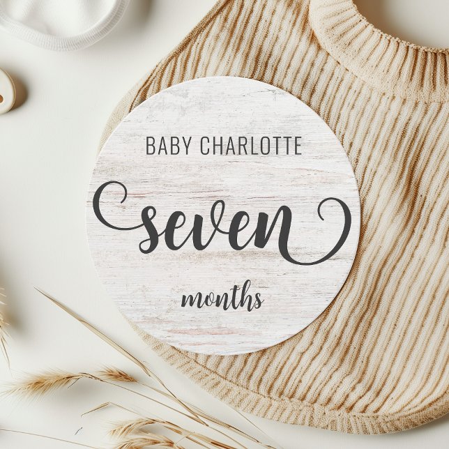 Rustic White Wood Baby Milestone 7-8 Months Sign (Creator Uploaded)