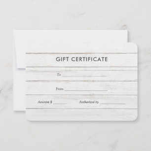 Rustic White Wood Country Gift Certificate