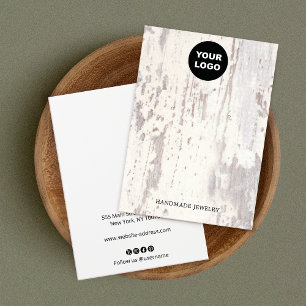 Rustic White Wood Earring Display Business Card