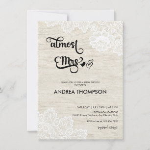 Rustic White Wood Lace Bridal Shower Invitation