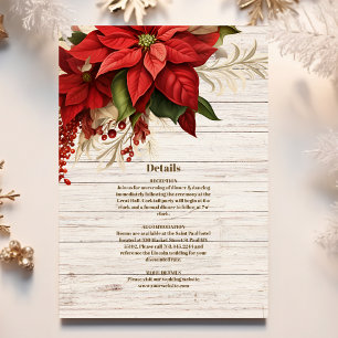 Rustic White Wood Poinsettia  Wedding              Enclosure Card
