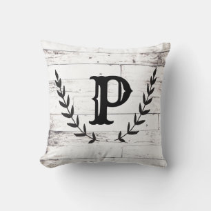 Rustic White Wood Shabby Chic Laurel Country Cushion