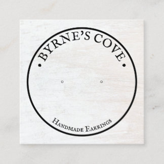 Rustic White Wood Stud Earring Display Square Business Card