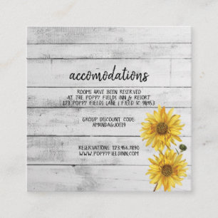 Rustic White Wood Sunflowers Wedding Hotel Enclosure Card