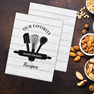 Rustic White Wood Tabbed Recipe Cookbook Divider