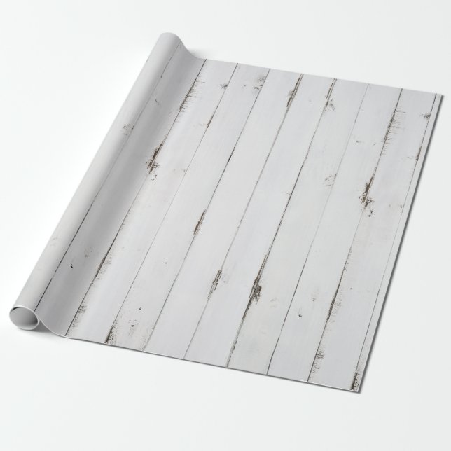 Rustic White Wood Tone Wrapping Paper (Unrolled)