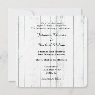 Rustic White Wood Wedding Invitation