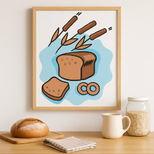 Rustic Whole Grain Bread Farmhouse Food Poster