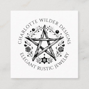 Rustic Wiccan Pagan Jewellery Designer QR Code  Square Business Card