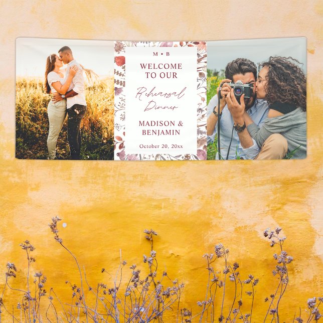 Rustic Widlflowers Photo Rehearsal Dinner Welcome Banner (Creator Uploaded)