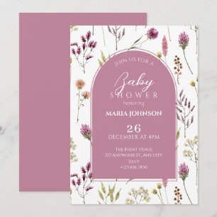 Rustic wild flower baby shower invitation