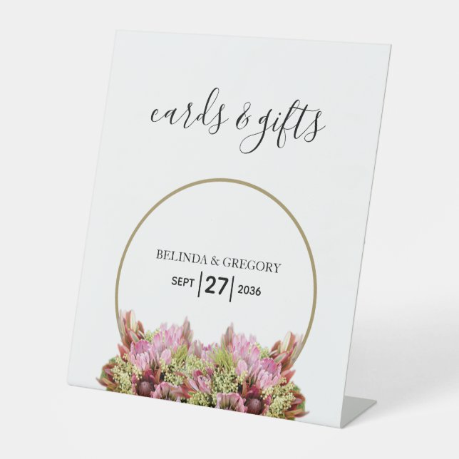 Rustic Wild Flower Bouquet Wedding Cards & Gifts Pedestal Sign (Front)