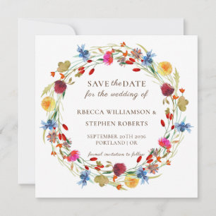 Rustic Wild Flower Wedding Save the Date  Invitati Invitation