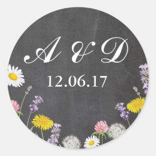 Rustic Wild Flowers Chalk Lights Stickers Label