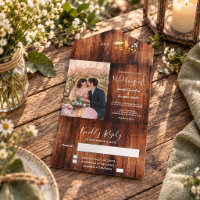 Rustic wild flowers on wood photo Wedding