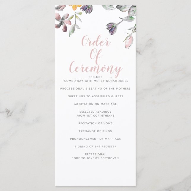 Rustic Wild Flowers Wedding Programme (Front)