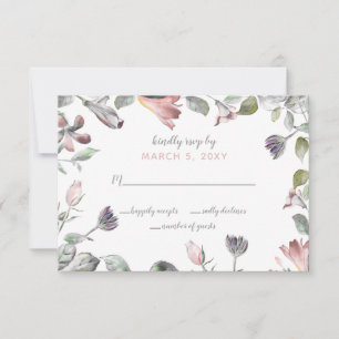 Rustic Wild Flowers Wedding RSVP Card